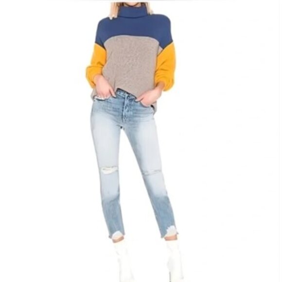 NWT-Free People Softly Structured Color Block Sweater - M - Picture 4 of 13